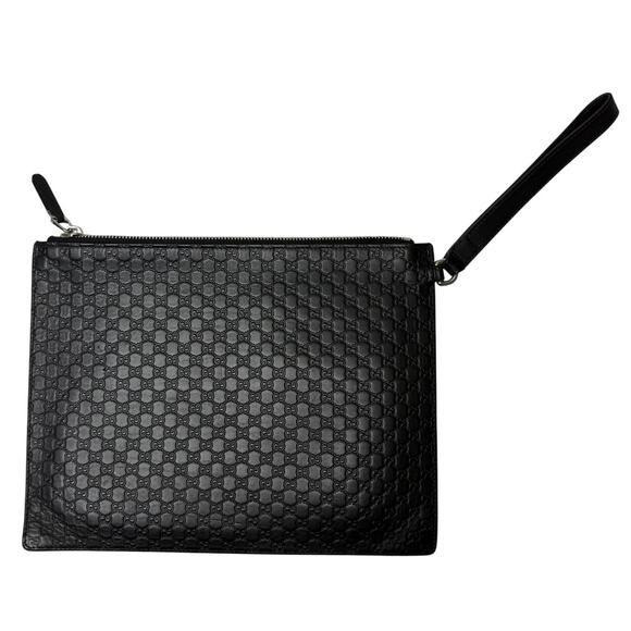 Gucci Microsima Monogram GG Men's Clutch Bag 544422 Black - Picture 1 of 7